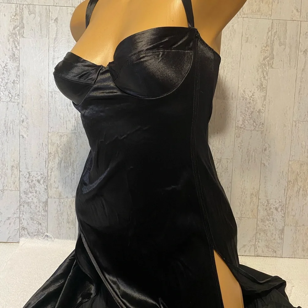 🎊🎉HOST PIC🎊🎉 VNTG Black Liquid Satin long night gown Victoria Secret Sissy - Picture 12 of 14
